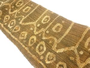 紗紬抽象模様織出し名古屋帯